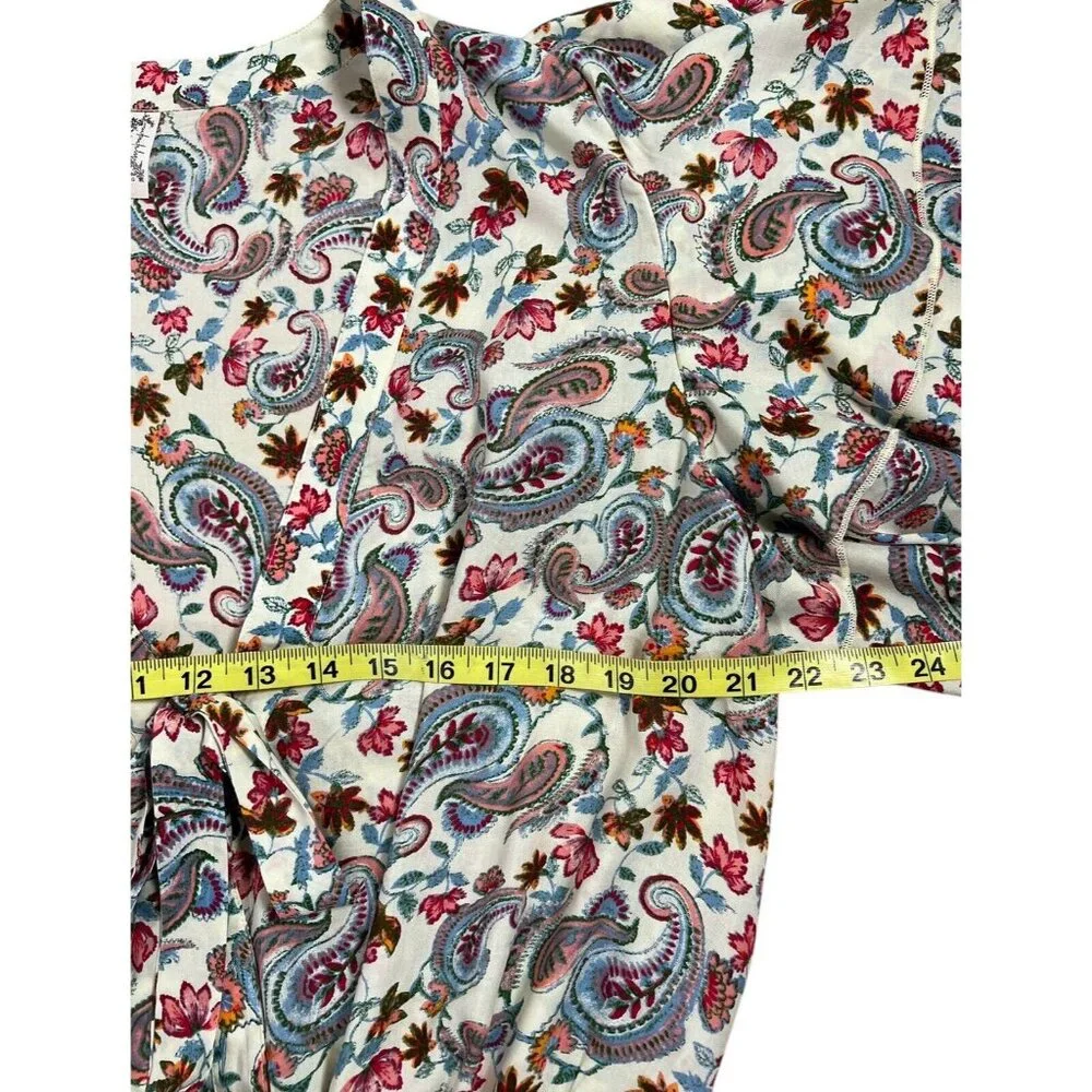 FREE PEOPLE women size Large Call Me Later Bodysuit Top Paisley Printed v-neck - Picture 11 of 11